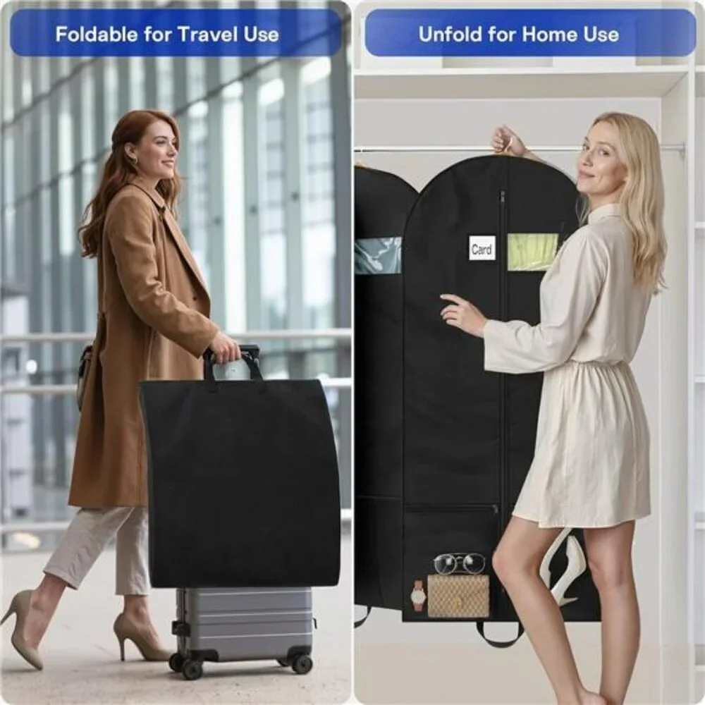 Heavy Duty Garment Bags for Travel 2 Pack Suit Dress Coat Hanging Clothes Cover